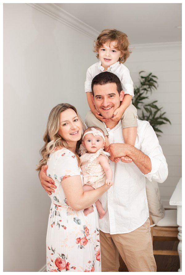 In-home newborn session with mom, dad, brother and baby sister. Fairfield County CT photographer