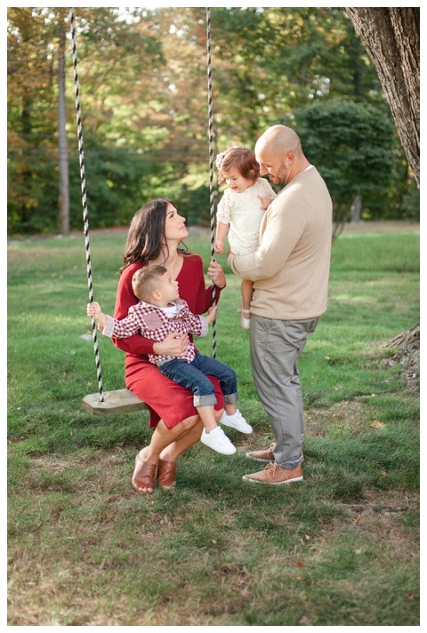 Outdoor family portraits with swing