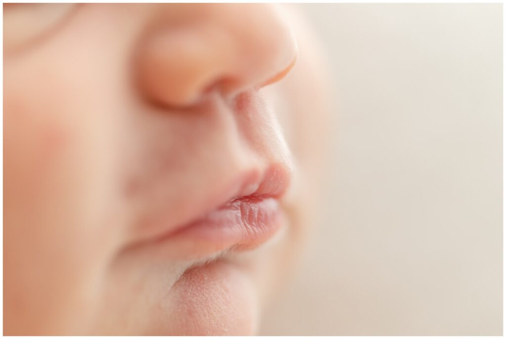 Detail of newborn baby's lips