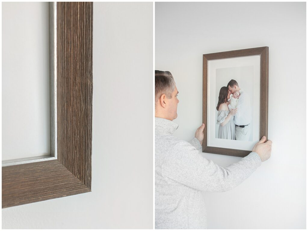 Forty Seven Moments Photography provides frame installation for their Fairfield County CT clients in their homes.