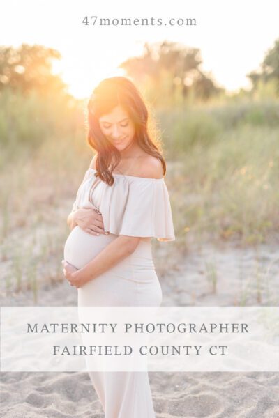 Maternity portrait photographer in Fairfield County CT creating soft, elegant pregnancy portraits for expecting mothers.